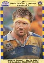 Arthur McLean Bay Of Plenty Team 1991 New Zealand Rugby Hand Signed Card Photo