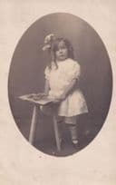Artist Child Drawing With Picture On Chair Old Portrait Postcard