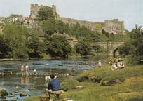 Artist Painting Sunny Day Paddling River Swale 1970s Yorkshire Postcard