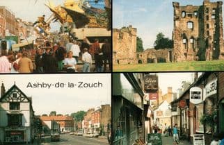 Ashby De La Zouch Roundabout In Shopping Precinct Disaster Postcard