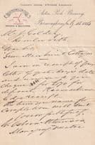 Aston Park Brewery Birmingham MD Victorian 1895 Hand Signed Letter
