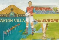 Aston Villa European Football Club 1990s Cup Painting Postcard