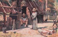 Australian Types The Farmer Farming Selector Old Painting Postcard