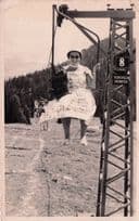 Austria Lady Rule Breaker Chairlift Real Photo Comic Old Postcard