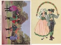 Austrian Irish Dancers Traditional Costume 2x Postcard s