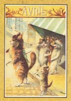Avril Military Cats Standing On Parade Calendar French Cat Postcard