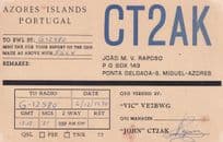 Azores Islands Portugal 1970s QSL Amateur Radio Card