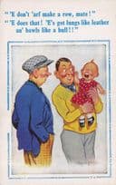 Baby Leather Lungs Bull Andy Capp Type Man Old 1960s Comic Postcard