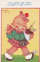Baby Scottish Scotty Girl Comic Postcard