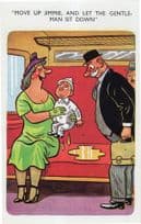 Baby Urinates In Train Carriage Posh Man Seat Comic Railway Postcard