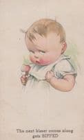Baby With Axe Next Kisser Gets Beaten Up Antique Comic Humour Postcard