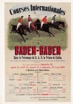 Baden Baden Horse Racing Course French Advertising Poster Postcard