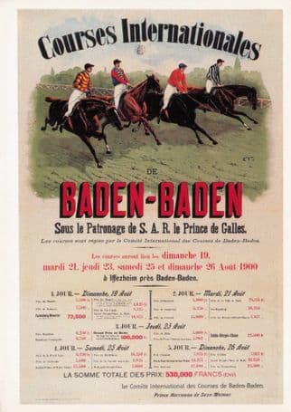 Baden Baden Horse Racing Course French Advertising Poster Postcard