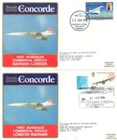 Bahrain To London Concorde FIRST FLIGHT 2x 1976 FDC s