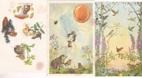 Balloon Goes Up Rabbit Bird 3x Medici 1970s Flying Postcard s