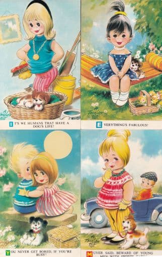 Bamforth Childrens Dog Taylor Tots 1970s Cute 4x Postcard s