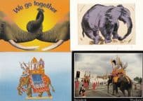 Bangkok Elephant Comic 4x Elephant Postcard s