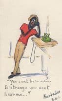 Barbados 1900s African Telephone Old Greetings Card