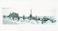 Barcelona Panoramic View Stunning Panoramic Painting Postcard