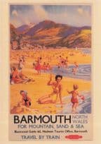 Barmouth GWR Travel By Train British Rail Advertising Poster Postcard