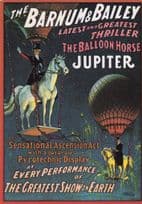 Barnum & Bailey Horse Hot Air Balloon Circus Advertising Poster Postcard