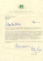 Baron Peter Rees Dover Conservative MP Hand Signed Budget Letter