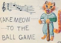 Baseball Cat Uniform Ball Game Georgia Painting Cat Postcard