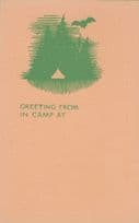 Bat Flying Over Boy Scouts Tent Girl Guides Old Greetings Postcard