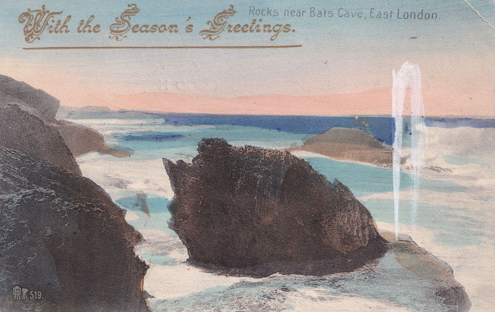 Bats Cave East London South Africa Antique Christmas Postcard