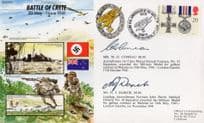 Battle Of Crete WW2 Swastika German Wounded & POW DOUBLE Hand Signed FDC