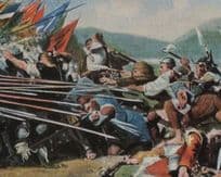 Battle Of Sampach Germany 1386 Rare Old Painting Cigarette Card