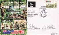 Battle Of The Kumusi River WW2 3x Military MULTI Hand Signed FDC