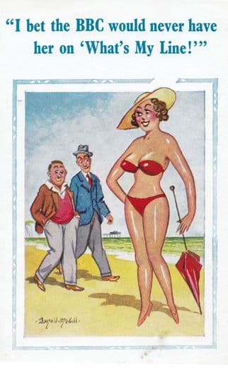 BBC Whats My Line Quiz Game Beach Contestant Comic Humour Postcard