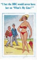 BBC Whats My Line Quiz Game Beach Contestant Comic Humour Postcard