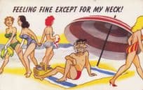Beach Man With Spinning Topsy Turvy Head 1970s Comic Postcard