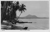 Beach Of Palms Penang Indonesia Real Photo Old Postcard