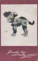 Beastly Boys With Scissors Barber Barbering A Dog Cruelty Old Comic Postcard