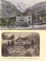Beau Sejour Eden Hotel Interlaken Switzerland 2x Old Postcard
