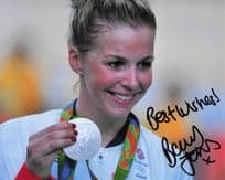 Becky James British Womens Cyclist 2016 Keirin Medal 12x8 Hand Signed Photo