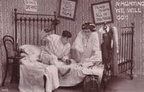 Beetles Insects In Bed Antique Hunting Comic Real Photo Postcard