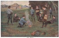 Beim Abfochen German Camping Cooking Antique Painting Postcard