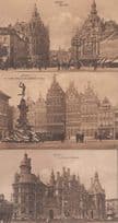 Belgium Anvers Rue Leys Bank La Banque National Statue 3x Old Antique Postcard s