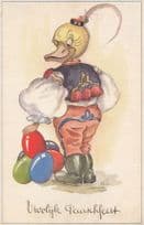 Belgium Childrens Circus Duck With Balloons Cartoon Antique Postcard