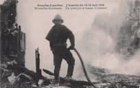 Belgium Fireman Putting Out Fire Hose Brussels 1910 Exposition Postcard