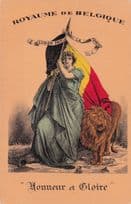 Belgium Honour & Glory Flag Lion Patriotic Antique Postcard