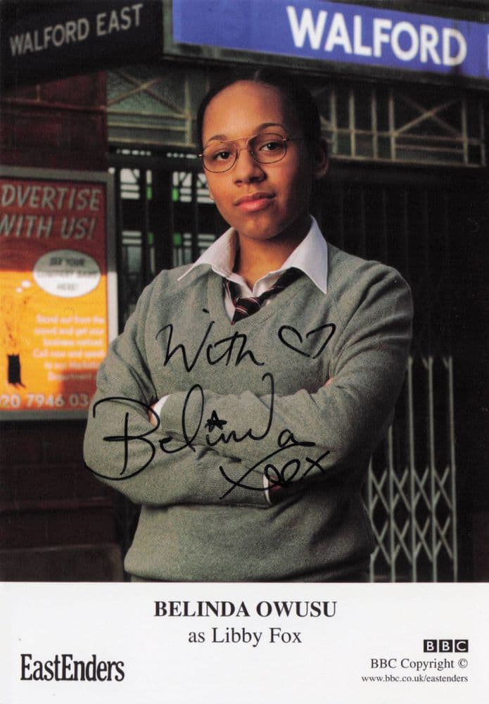 Belinda Owusu As Libby Fox BBC Eastenders Hand Signed Cast Card Photo belinda-owusu-as-libby-fox-bbc-eastenders-hand-signed-cast-card-photo
