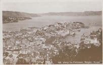 Bergen From Plane Birds Eye Aerial Fieldveien Norway Vintage Real Photo Postcard
