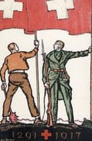 Bern Federal Feir Military Switzerland Soldiers 1291 & 1917 Swiss Flag Old Postcard