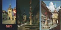 Berne Switzerland Swiss Clock Tower 3x Postcard s
