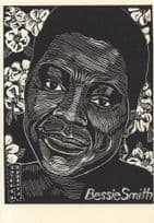 Bessie Smith Blues Singer Linoleum Cut Rare 1980s Painting Postcard
